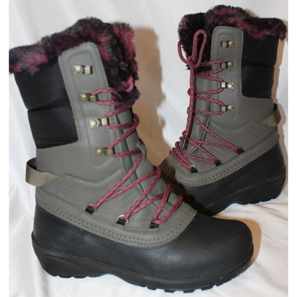 THE NORTH FACE Womens Shellista IV Luxe Waterproof Tall Snow Boots Black Green 7 - Picture 2 of 6